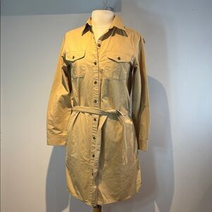 Lauren Ralph Lauren khaki belted cotton utility shirtdress size medium